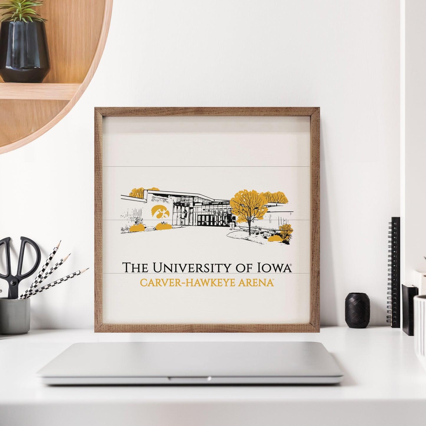 Sketch Basketball Stadium Iowa 16x16 / White