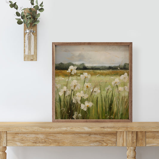 R - Wild White Irises 16"x16"