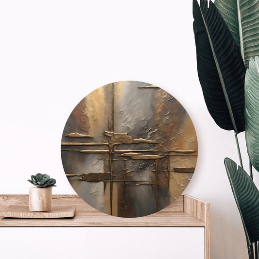 R - Mixed Metals Abstract Circle 16"