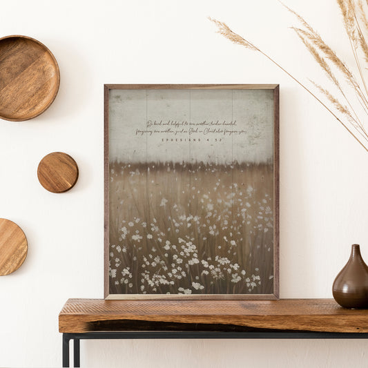 R - Be Kind and Helpful Flower Field Ephesians 24"x30"