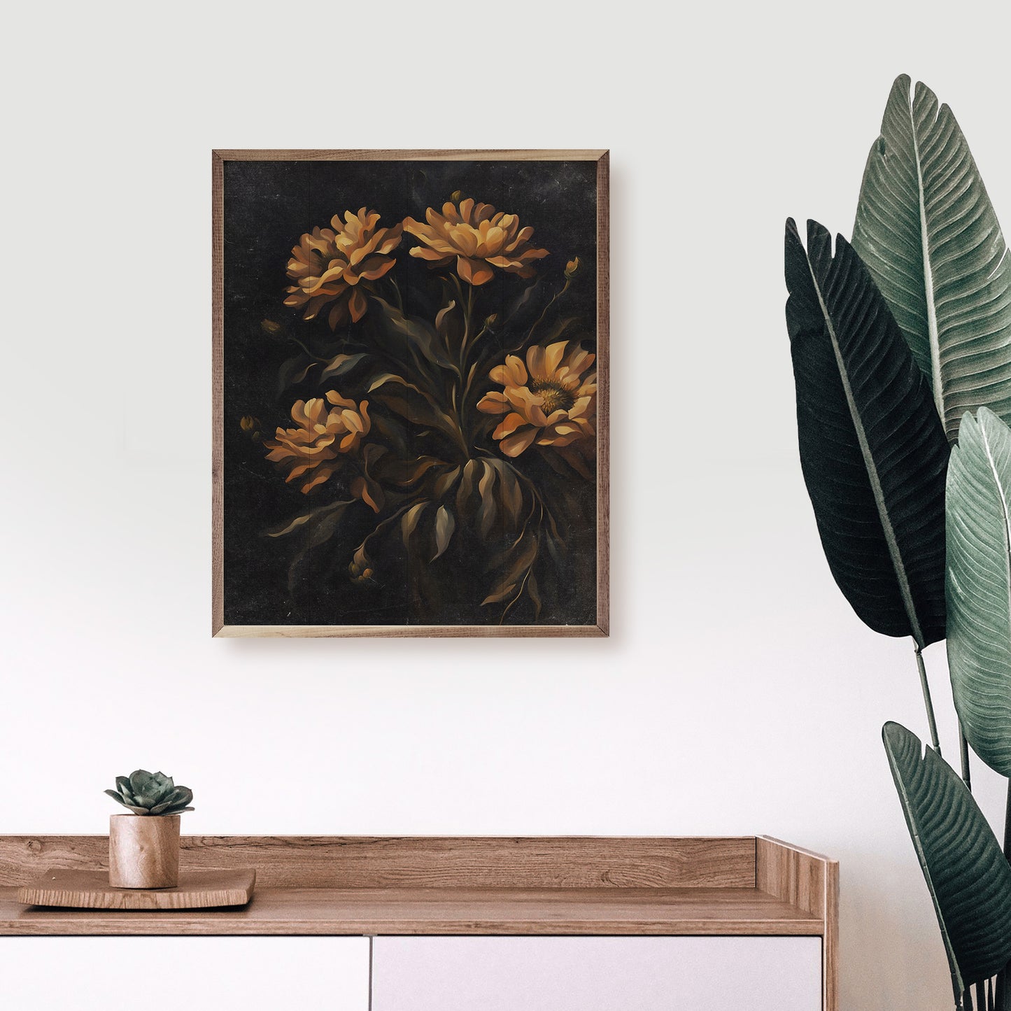 R - Dark Orange Florals 32"x40"