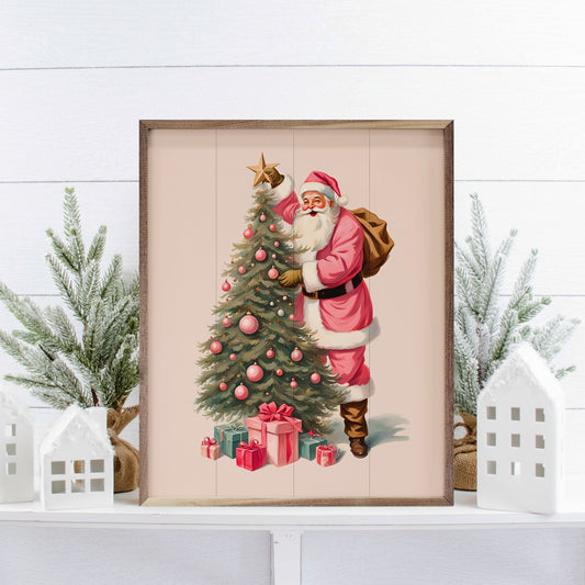RD - Pink Santa With Tree 32"x40"
