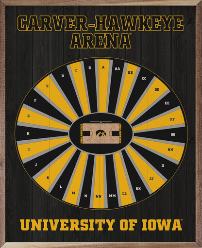 Stadium Seating Basketball Iowa Black 16x20 / Black