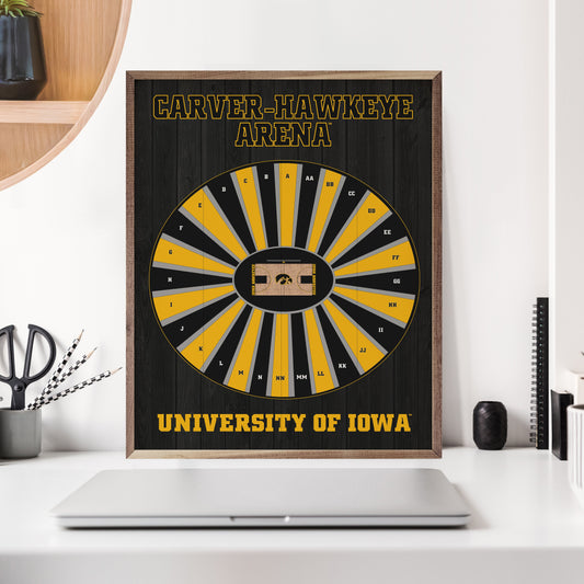 Stadium Seating Basketball Iowa Black 16x20 / Black