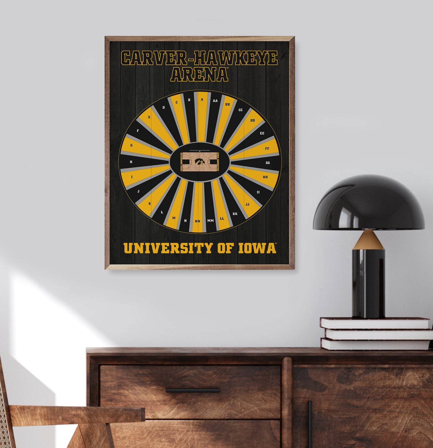 Stadium Seating Basketball Iowa Black 16x20 / Black