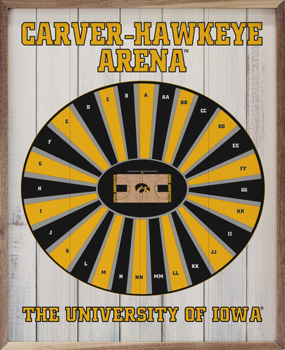 Stadium Seating Basketball Iowa Whitewash 16x20 / Whitewash