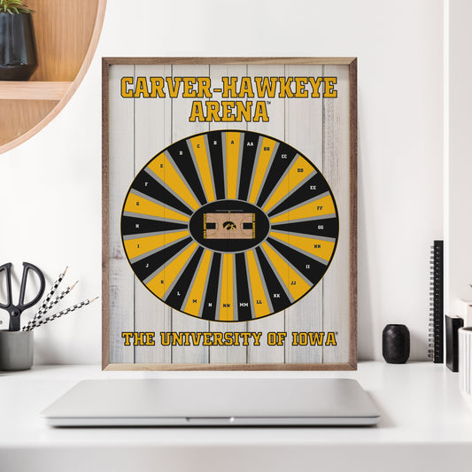 Stadium Seating Basketball Iowa Whitewash 16x20 / Whitewash