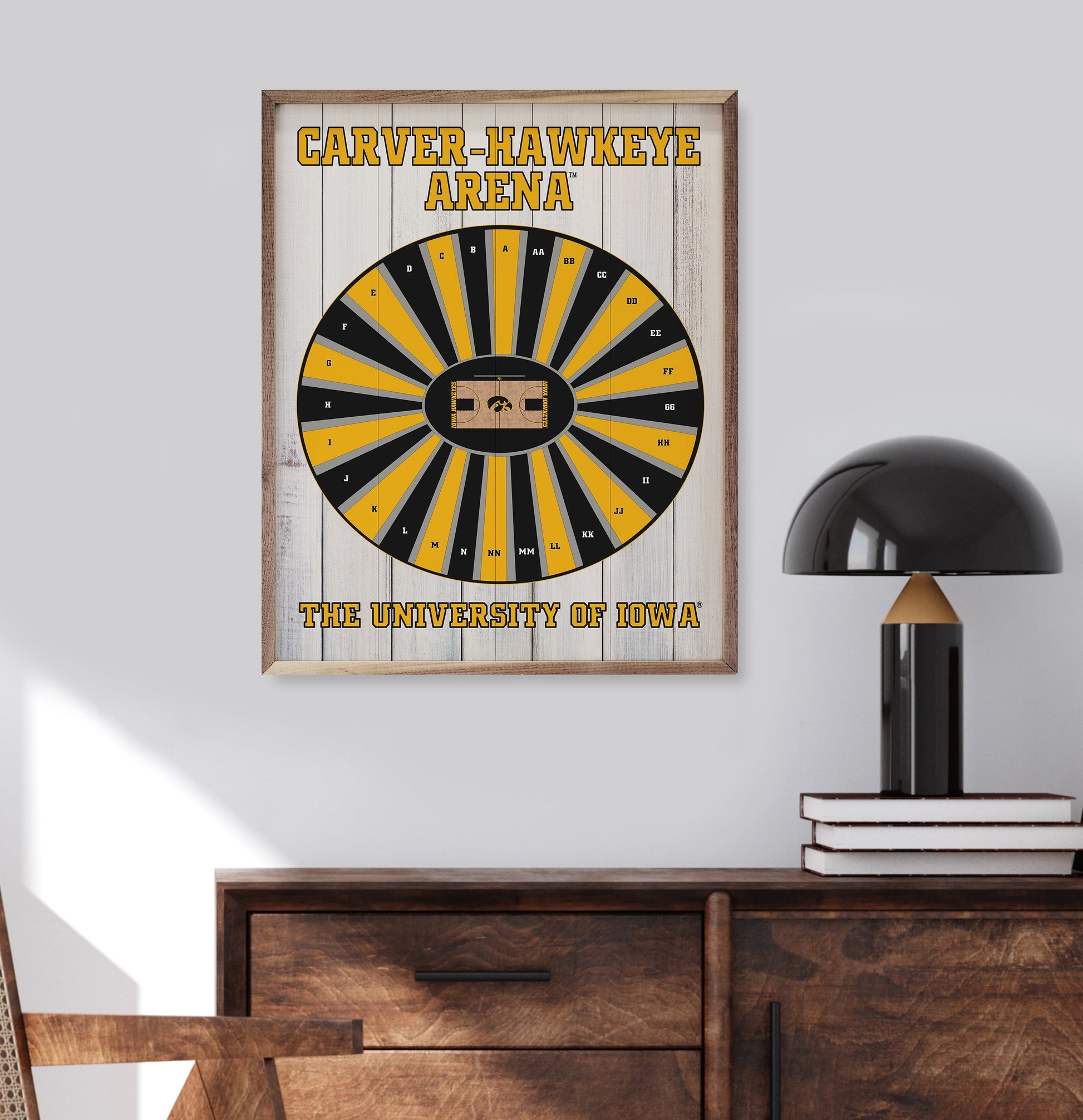 Stadium Seating Basketball Iowa Whitewash 16x20 / Whitewash