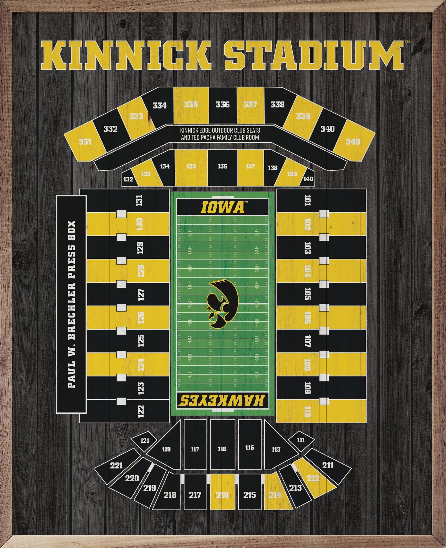 Stadium Seating Football Iowa Black 16x20 / Black