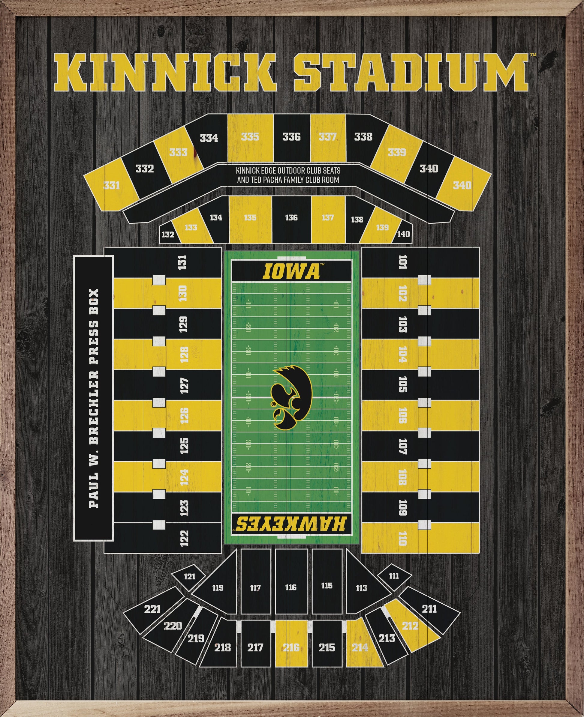 Stadium Seating Football Iowa Black 16x20 / Black