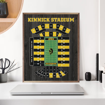 Stadium Seating Football Iowa Black 16x20 / Black
