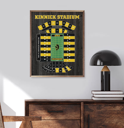 Stadium Seating Football Iowa Black 16x20 / Black