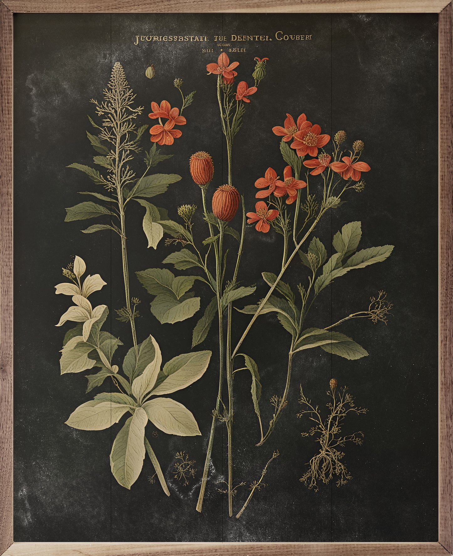 R - Vintage Orange Florals 32"x40"