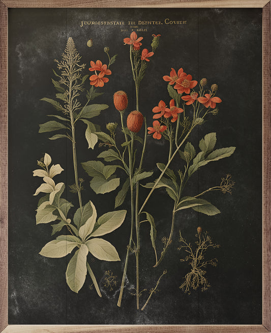 R - Vintage Orange Florals 32"x40"