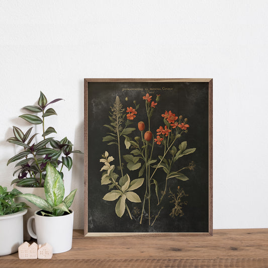 R - Vintage Orange Floral Print  30"x24"