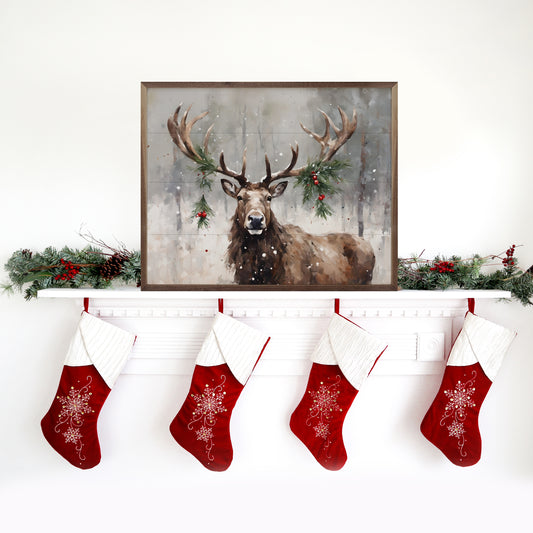 R - Holiday Caribou 40"x32"