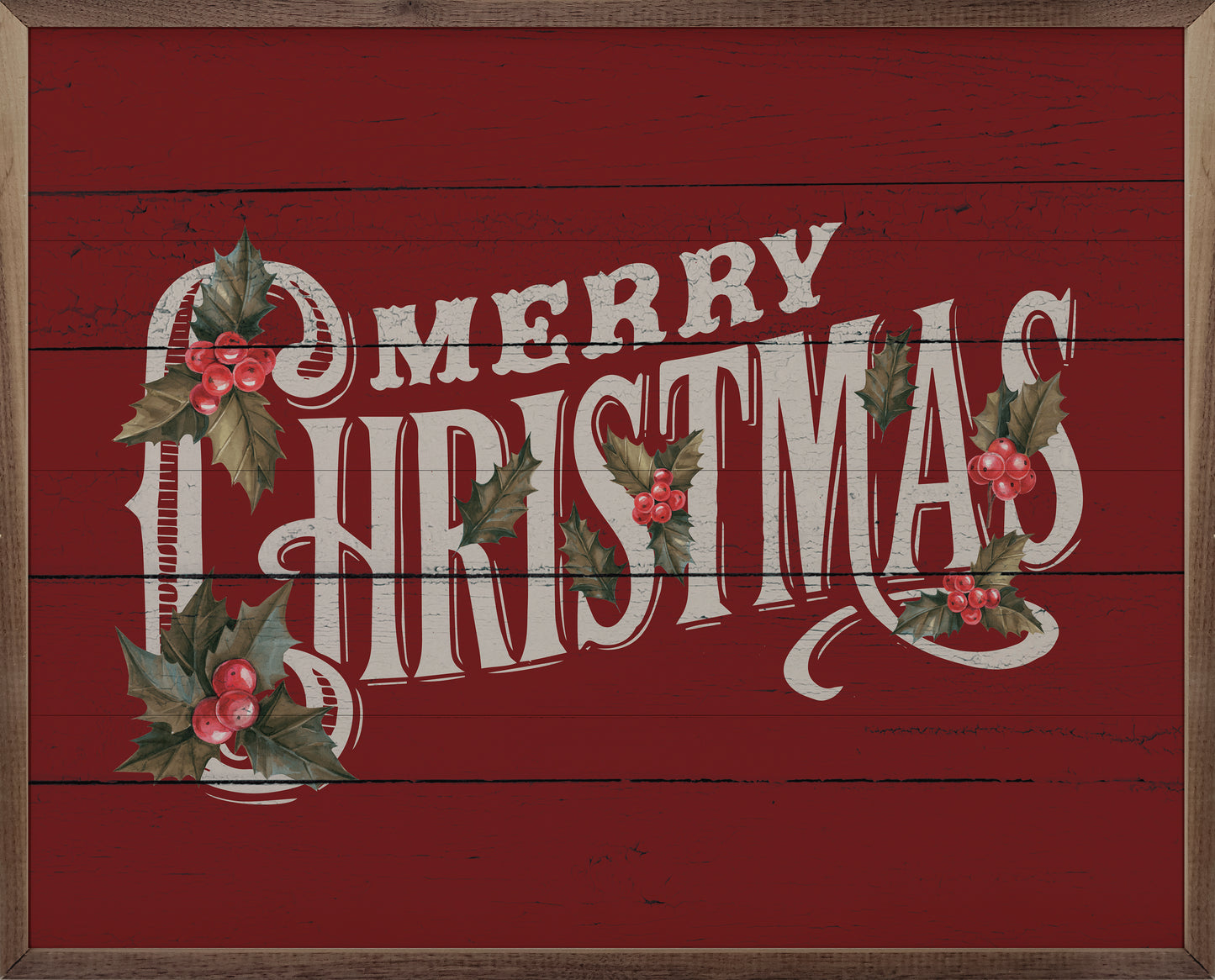 RD - Vintage Merry Christmas Holly- 30"x24"