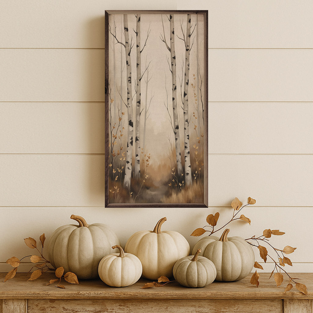White Birch Trees Autumn Scene