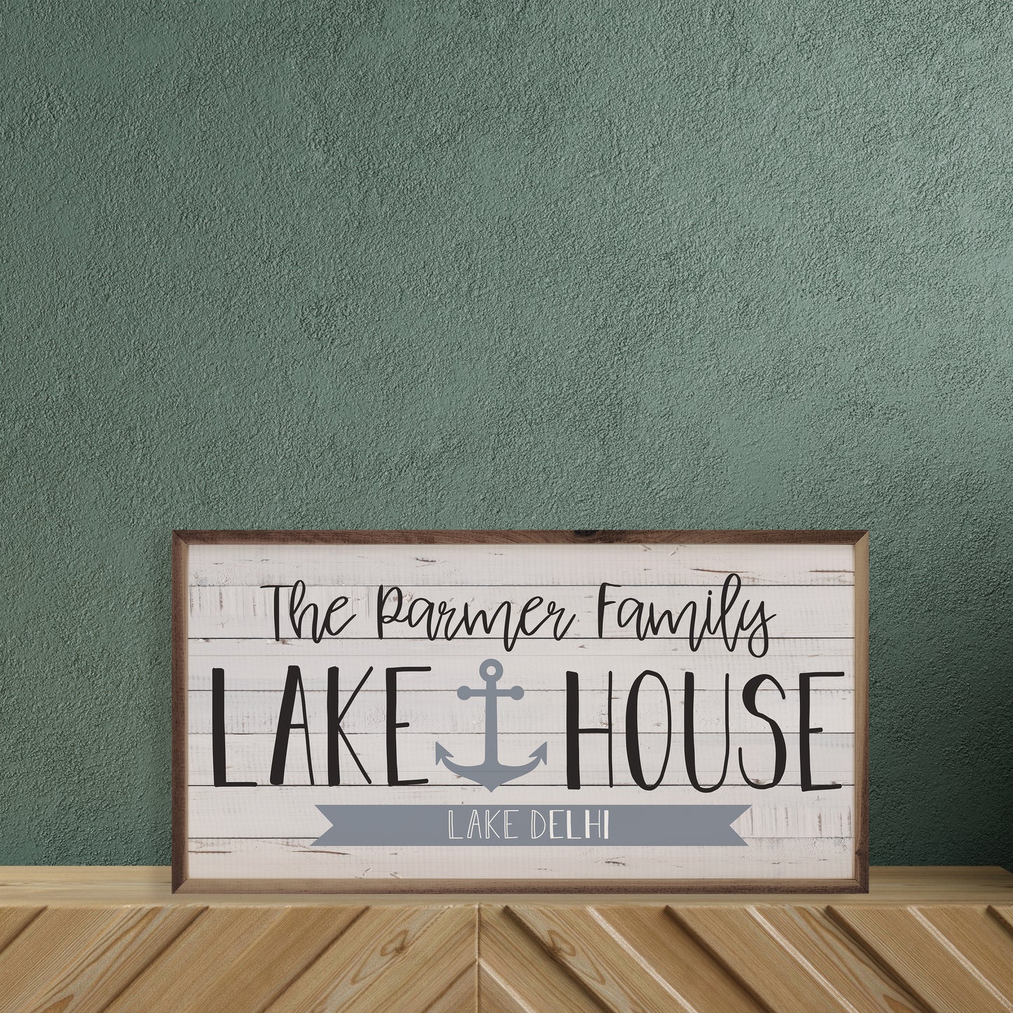 Family Name Lake House with Anchor | Personalized Wood Sign