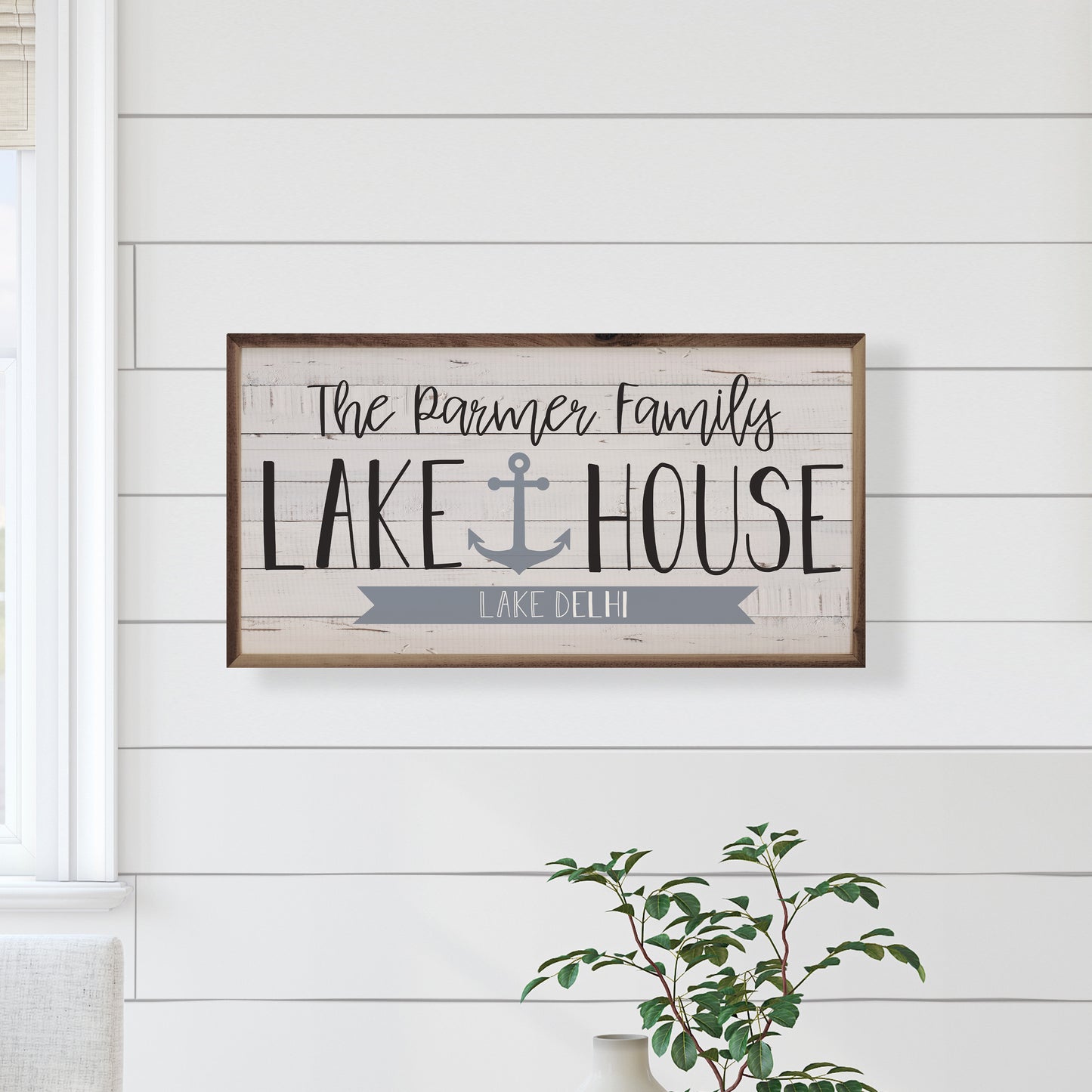 Family Name Lake House with Anchor | Personalized Wood Sign