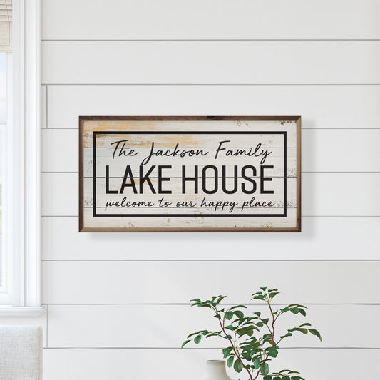 Welcome to our Happy Place | Personalized Wood Sign