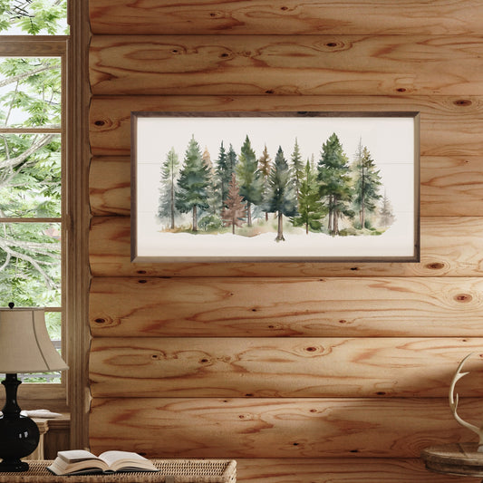 R - Watercolor Pines Forest II - 36"x18"