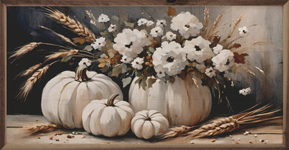 R - Four White  Pumpkin Bouquet 36"x18""
