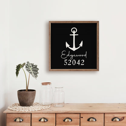 City and Zip Code with Anchor | Personalized Wood Sign