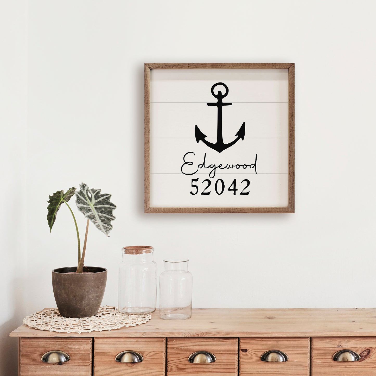 City and Zip Code with Anchor | Personalized Wood Sign