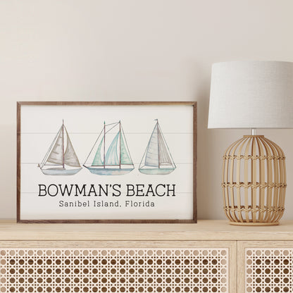 Sailboats and Water | Personalized Wood Sign