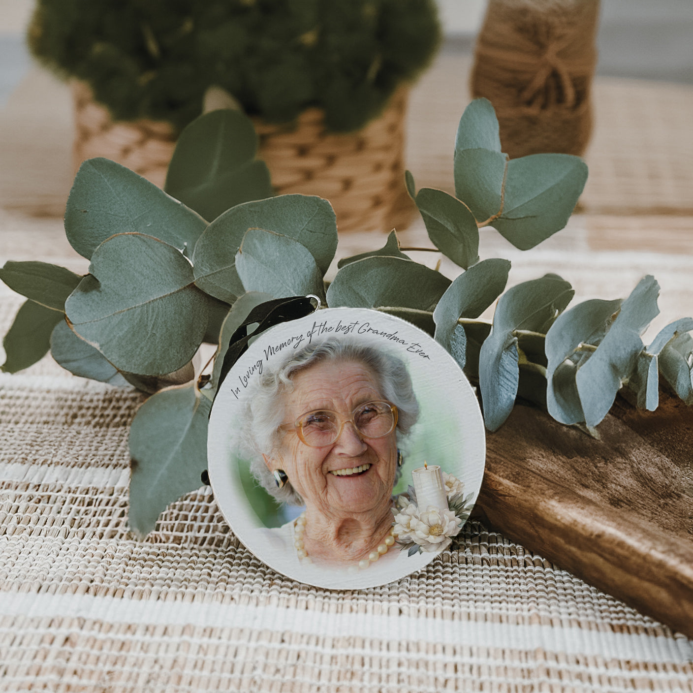 Custom Memorial Wood Circle Ornament