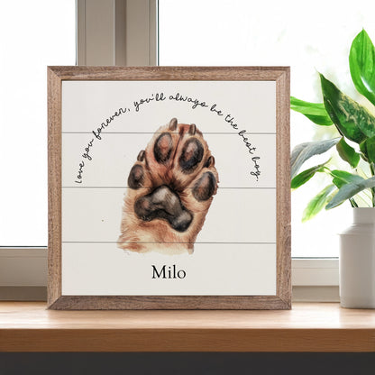 Saying and Dog Paw | Memorial Wood Sign