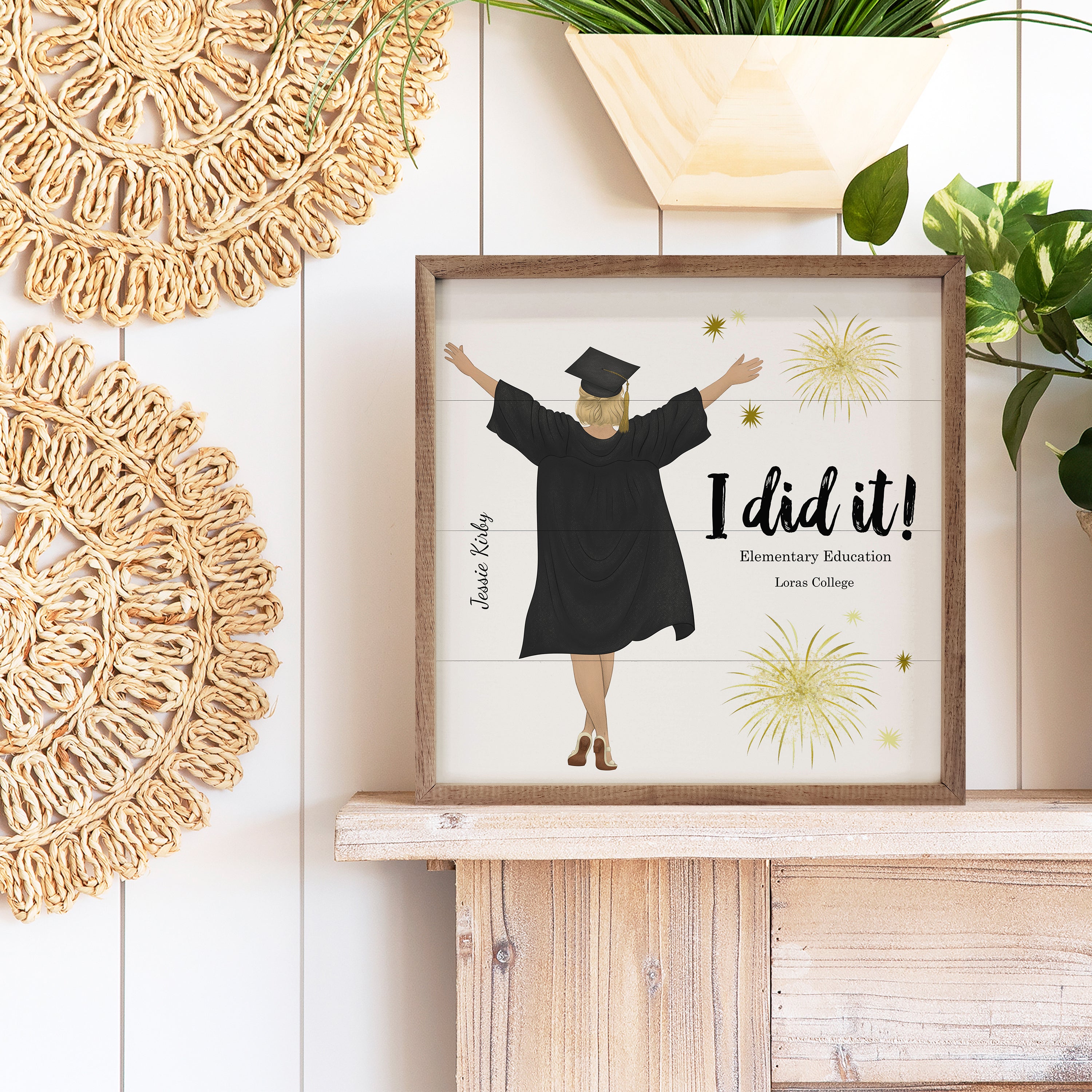 I Did It | Graduation Wood Sign | Custom Cartoon of your Graduate – Shimlee