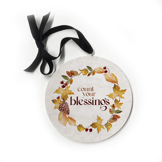Count Your Blessings Autumn Wreath White Ornament