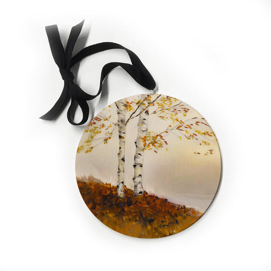 Two Fall Birch Trees Ornament