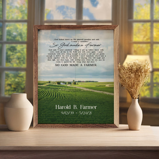 God Made A Farmer | Memorial Wood Sign