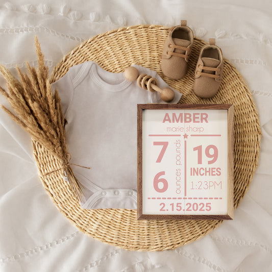 Newborn Birth Information | Portrait Wood Wall Sign