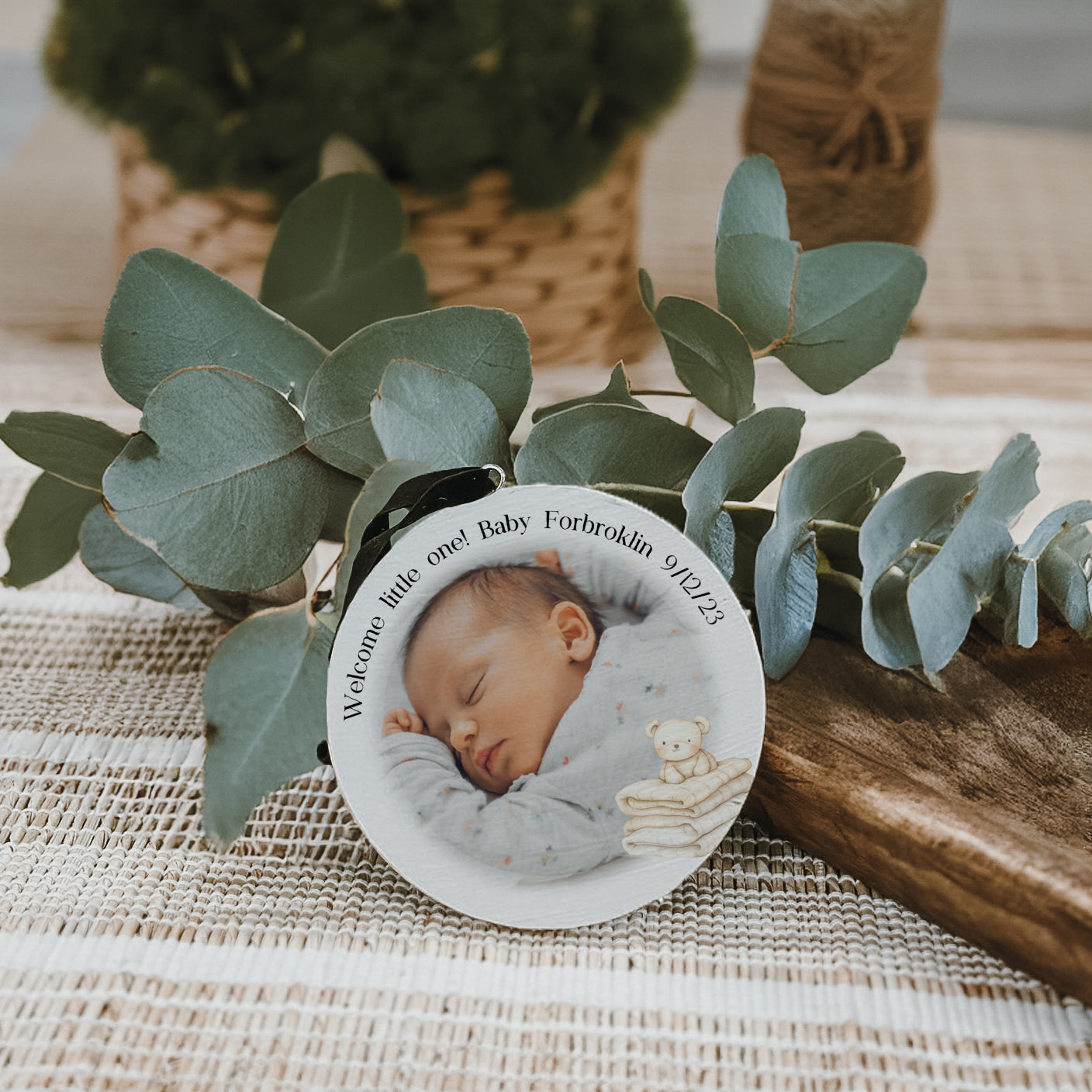 Quote with Photo and Icon | Baby Wood Ornament