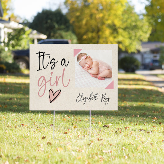 Personalized It's A Girl Yard Sign