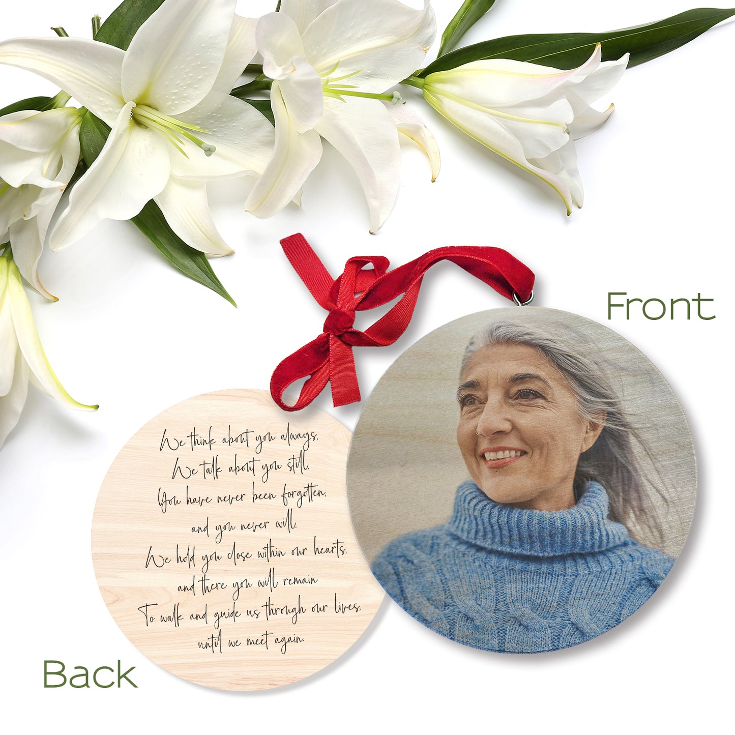 Personalized Memorial Wood Circle Ornament