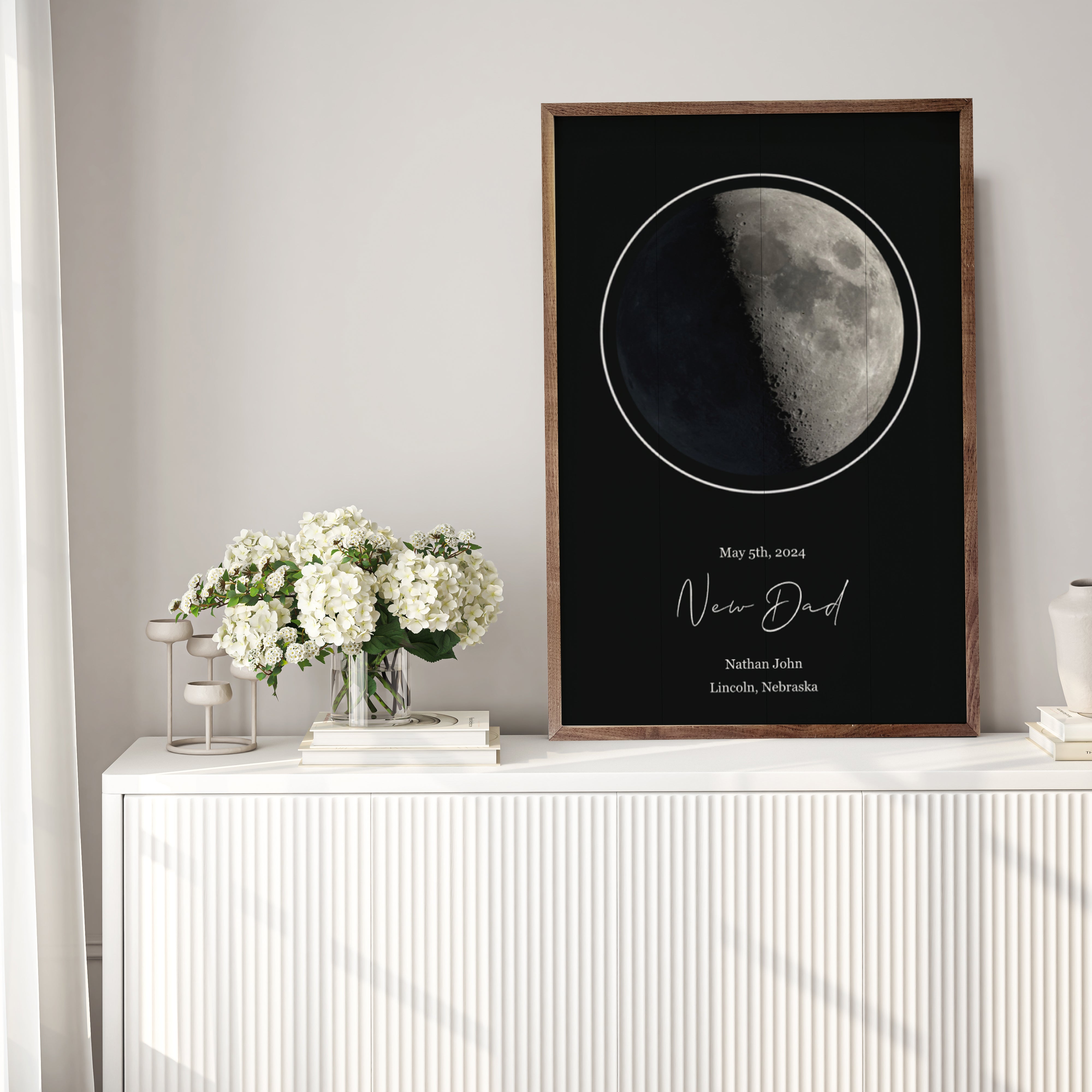 Moon Phase | Personalized Wood Sign | Enter Your Custom Date and Text ...